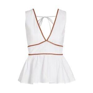 New Staud Trent Peplum Top ivory 6